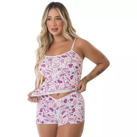 Kit 5 Baby Dolls com Shorts Delicados — Estampas Sortidas